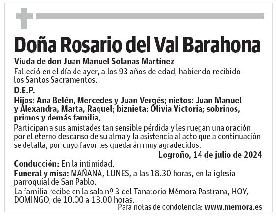 Doña Rosario del Val Barahona