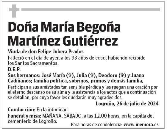 Doña María Begoña Martínez Gutiérrez