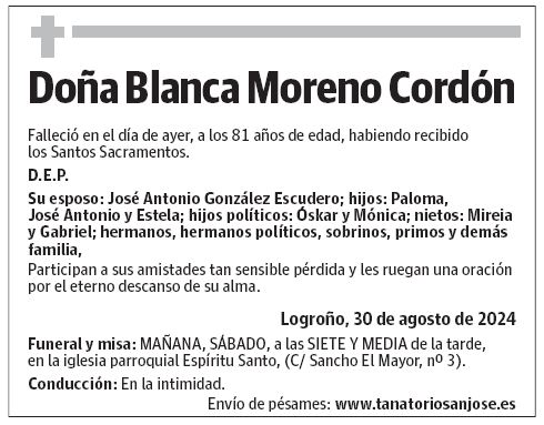 Doña Blanca Moreno Cordón