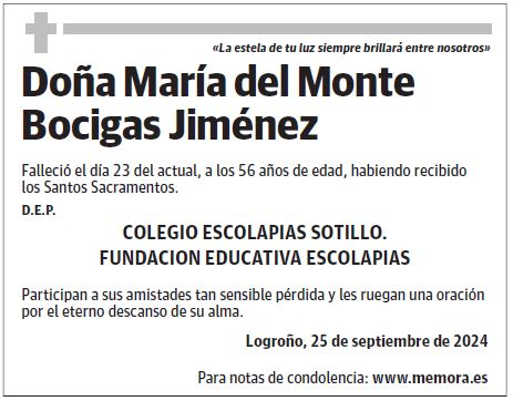 Doña María del Monte Bocigas Jiménez