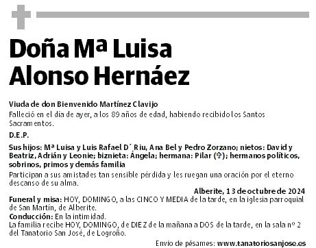 Doña Mª Luisa Alonso Hernáez