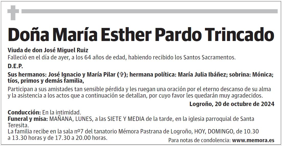 Doña María Esther Pardo Trincado