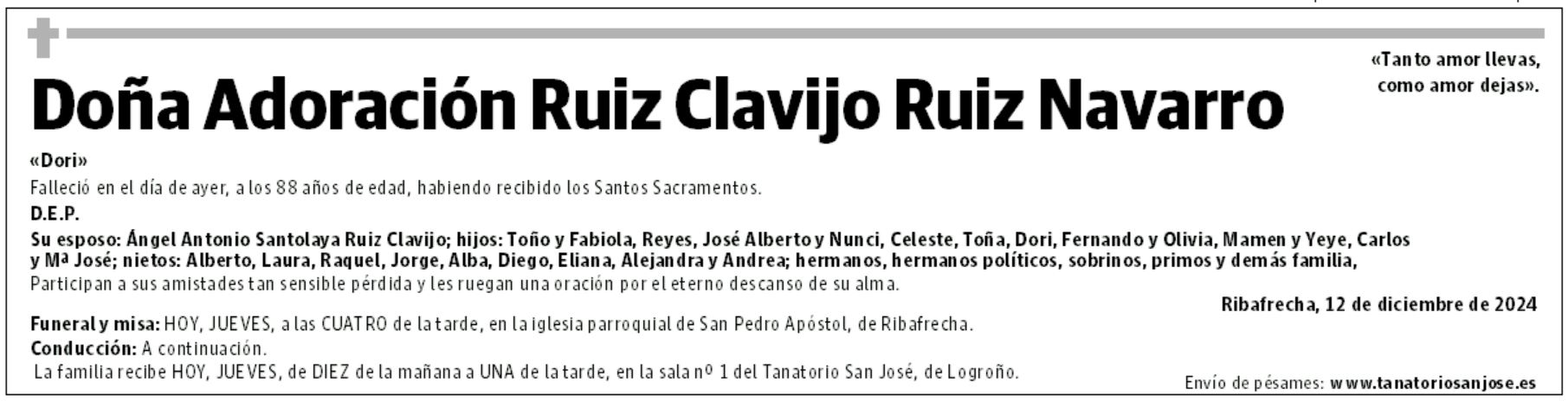 Doña Adoración Ruiz Clavijo Ruiz Navarro