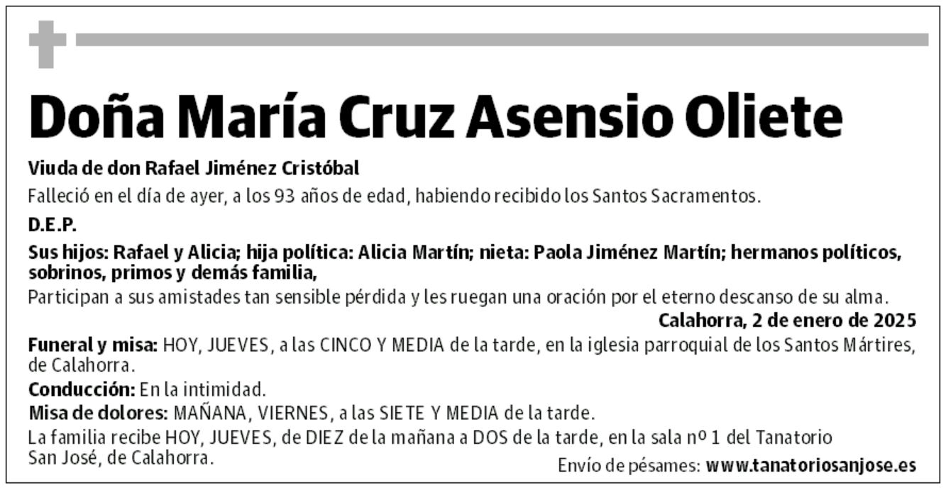 Doña María Cruz Asensio Oliete