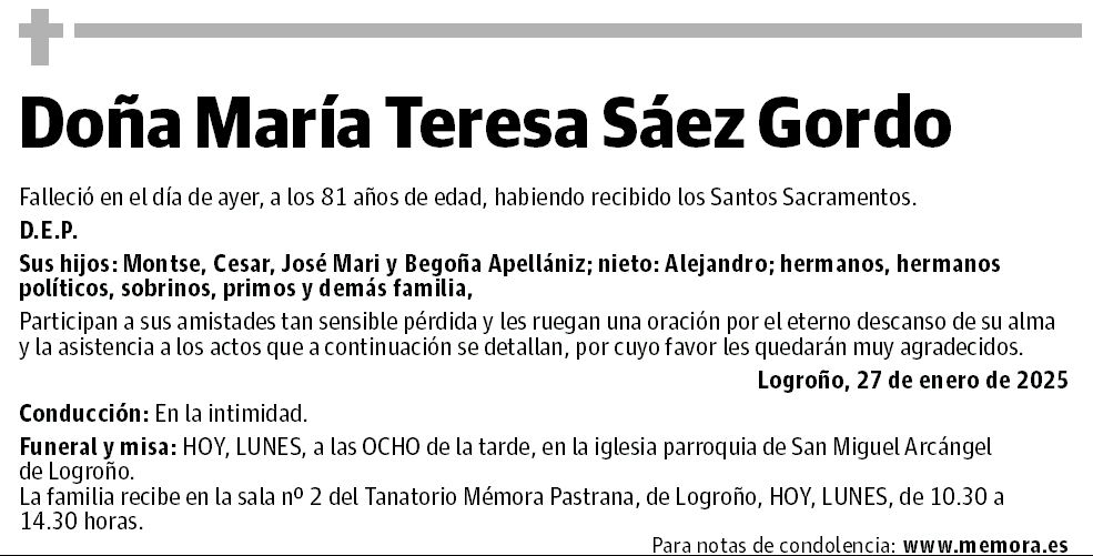 Doña María Teresa Sáez Gordo