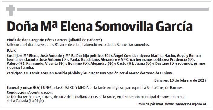 Doña Mª Elena Somovilla García