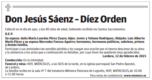 Don Jesús Sáenz – Díez Orden