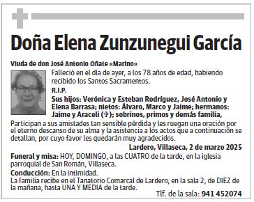 Doña Elena Zunzunegui García