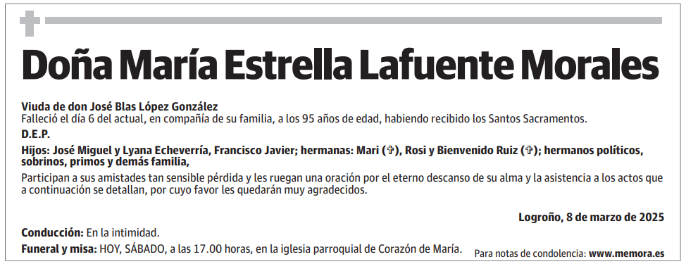 Doña María Estrella Lafuente Morales