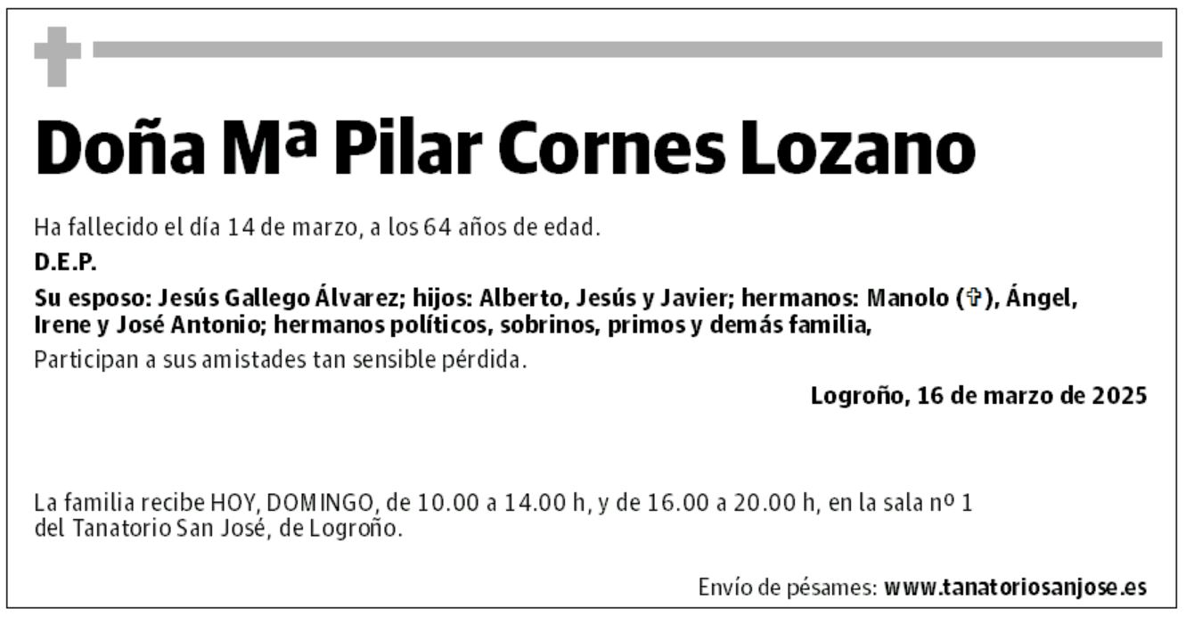 Doña Mª Pilar Cornes Lozano