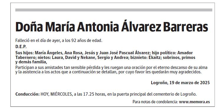 Doña María Antonia Álvarez Barreras