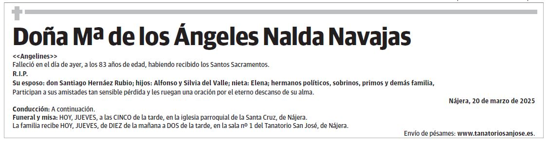 Doña Mª de los Ángeles Nalda Navajas