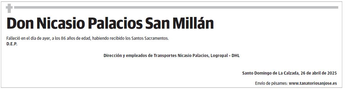 Don Nicasio Palacios San Millán