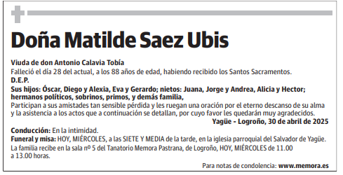 Doña Matilde Saez Ubis