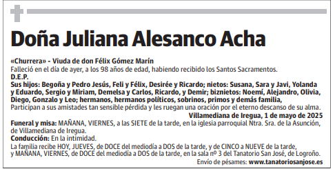 Doña Juliana Alesanco Acha