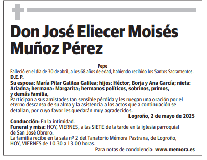 Don José Eliecer Moisés Muñoz Pérez