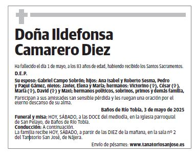 Doña Ildefonsa Camarero Diez