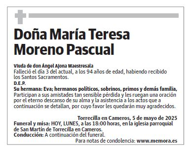 Doña María Teresa Moreno Pascual