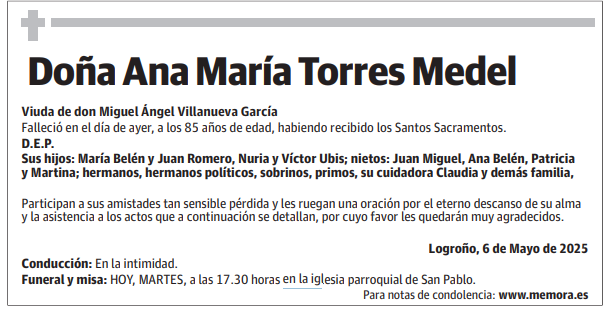 Doña Ana María Torres Medel