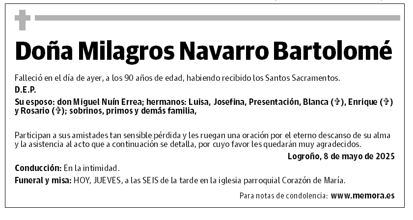 Doña Milagros Navarro Bartolomé