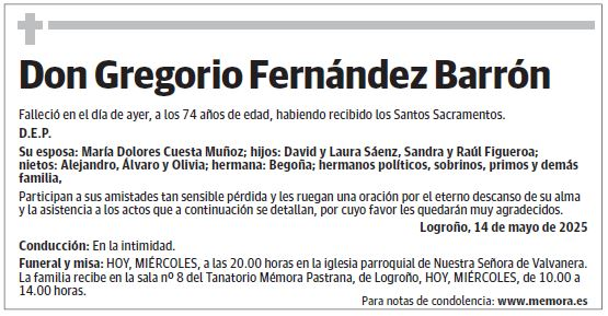 Don Gregorio Fernández Barrón