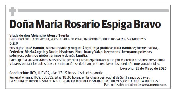 Doña María Rosario Espiga Bravo