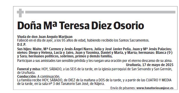 Doña Mª Teresa Diez Osorio