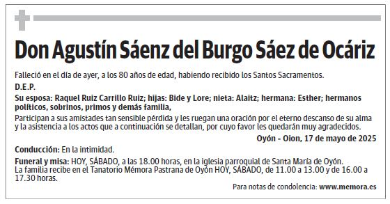 Don Agustín Sáenz del Burgo Sáez de Ocáriz
