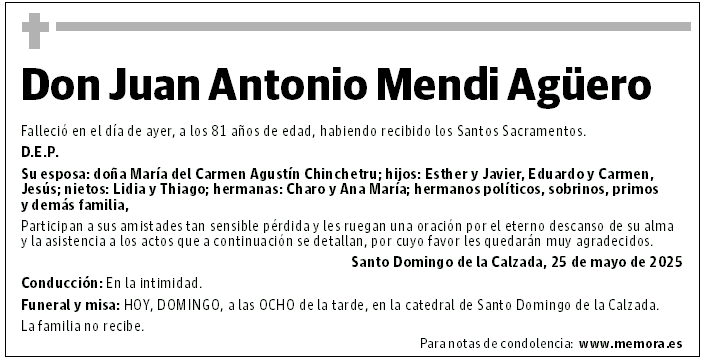 Don Juan Antonio Mendi Agüero
