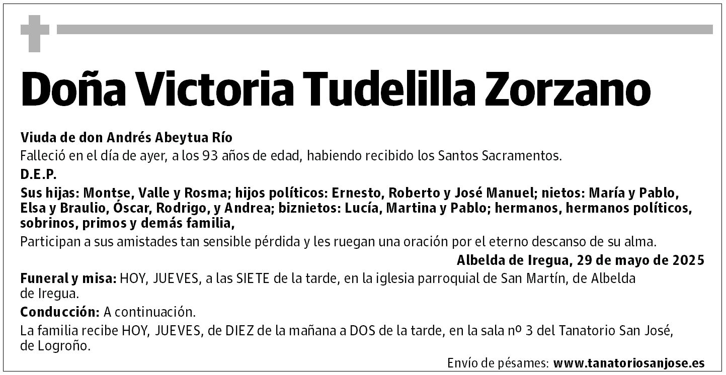 Doña Victoria Tudelilla Zorzano