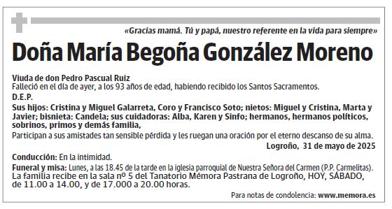 Doña María Begoña González Moreno