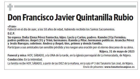 Don Francisco Javier Quintanilla Rubio