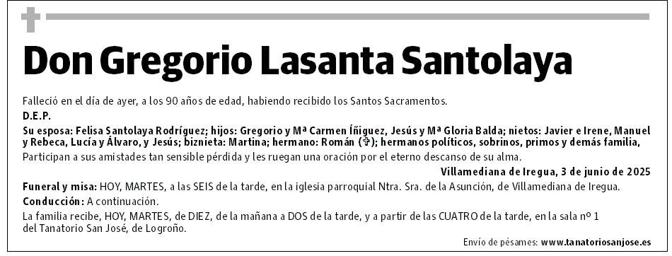 Don Gregorio Lasanta Santolaya