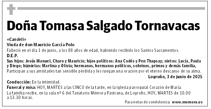 Doña Tomasa Salgado Tornavacas
