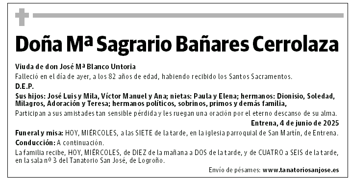 Doña Mª Sagrario Bañares Cerrolaza