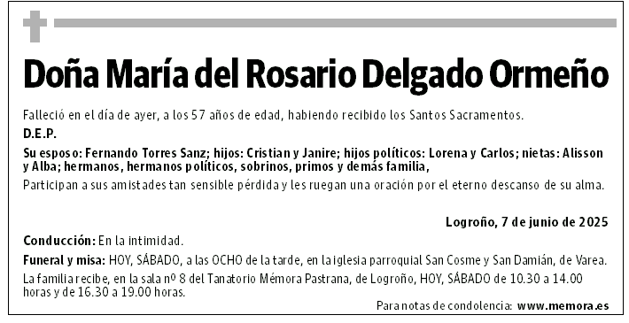 Doña María del Rosario Delgado Ormeño