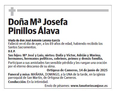Doña Mª Josefa Pinillos Álava