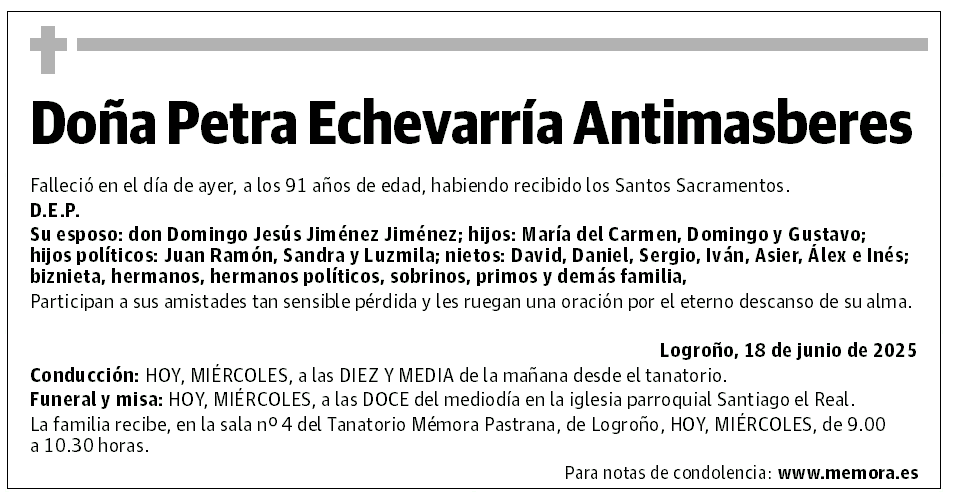 Doña Petra Echevarría Antimasberes