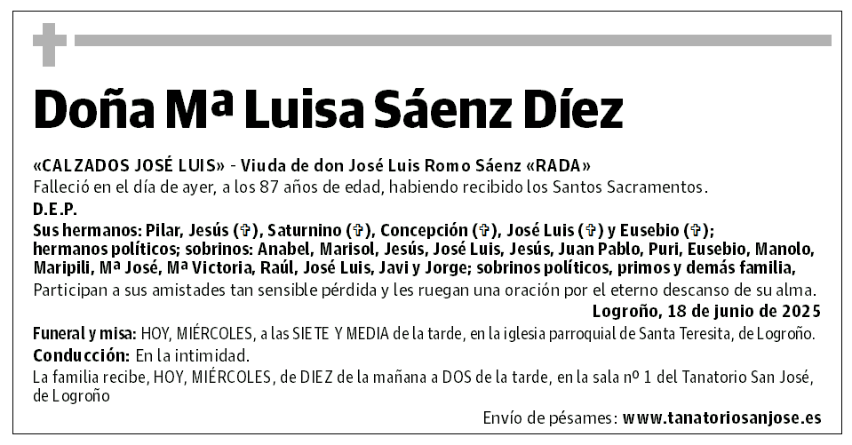 Doña Mª Luisa Sáenz Díez