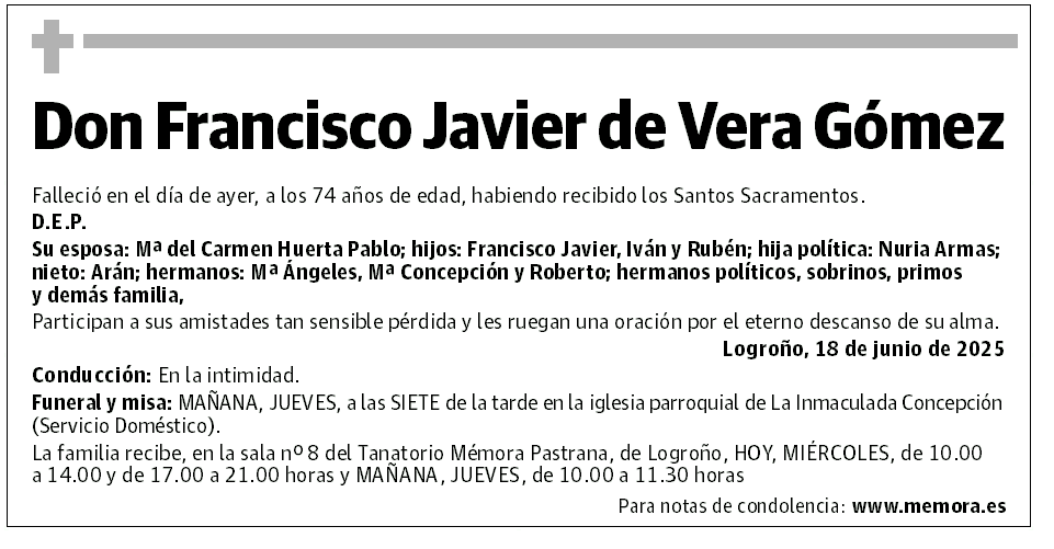 Don Francisco Javier de Vera Gómez