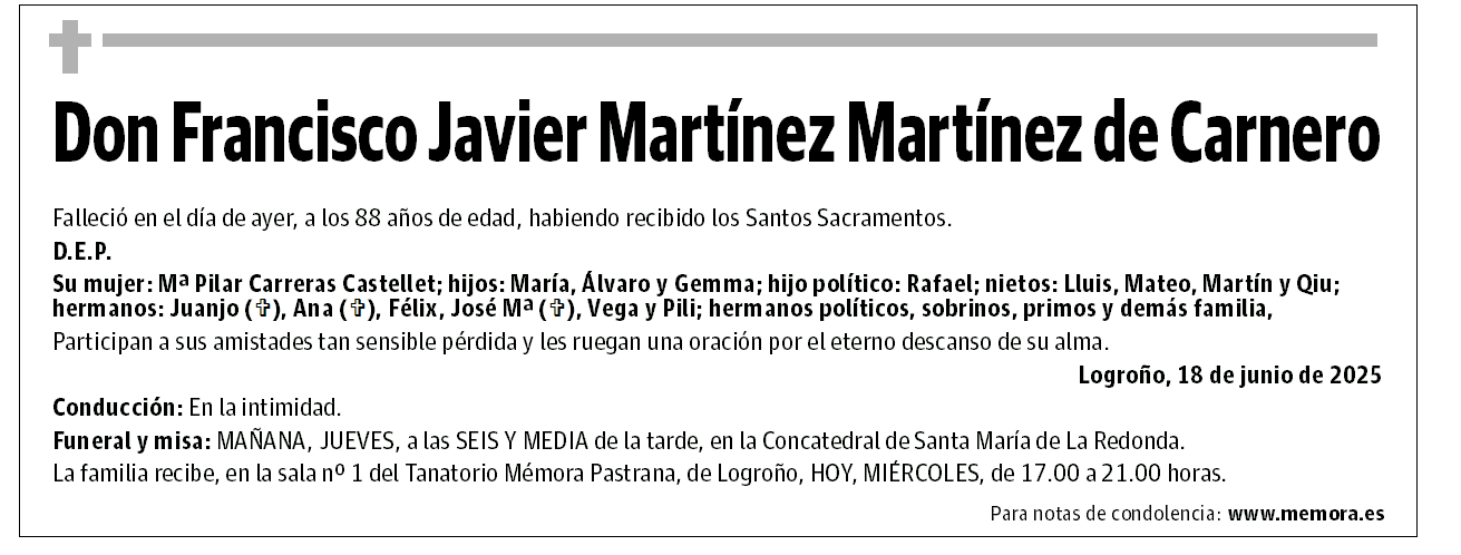 Don Francisco Javier Martínez Martínez de Carnero