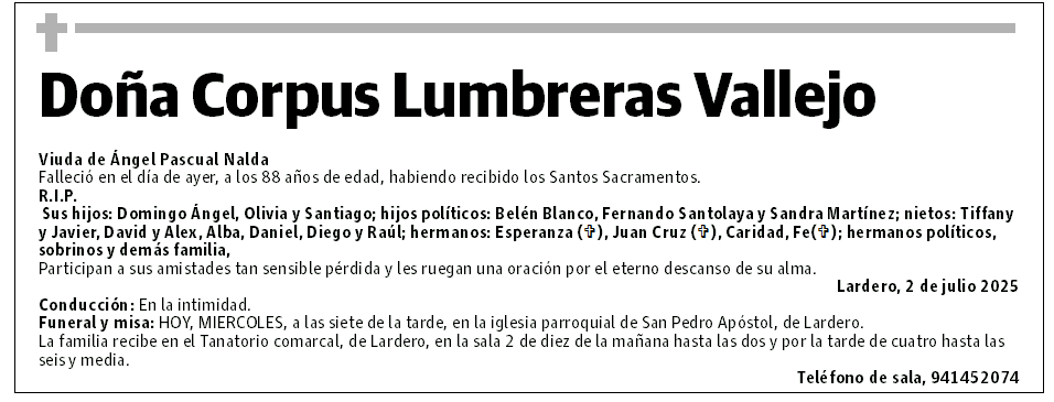 Doña Corpus Lumbreras Vallejo