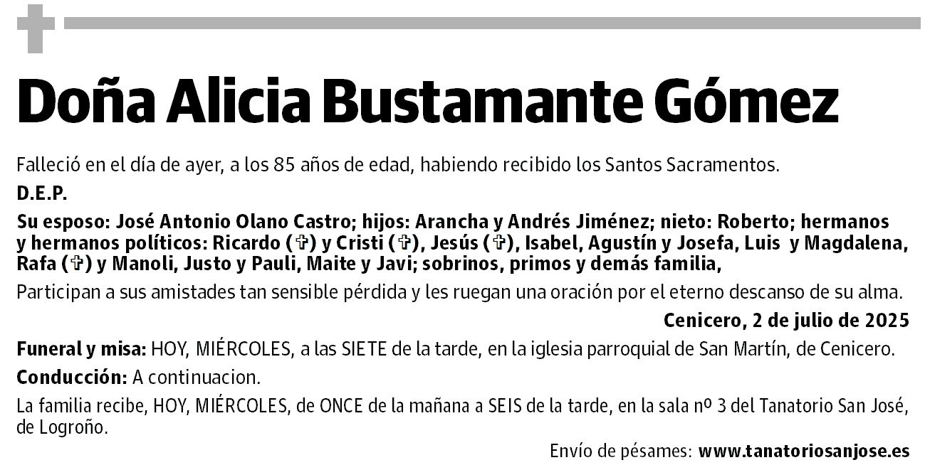 Doña Alicia  Bustamante Gómez