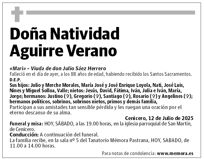 Doña Natividad Aguirre Verano