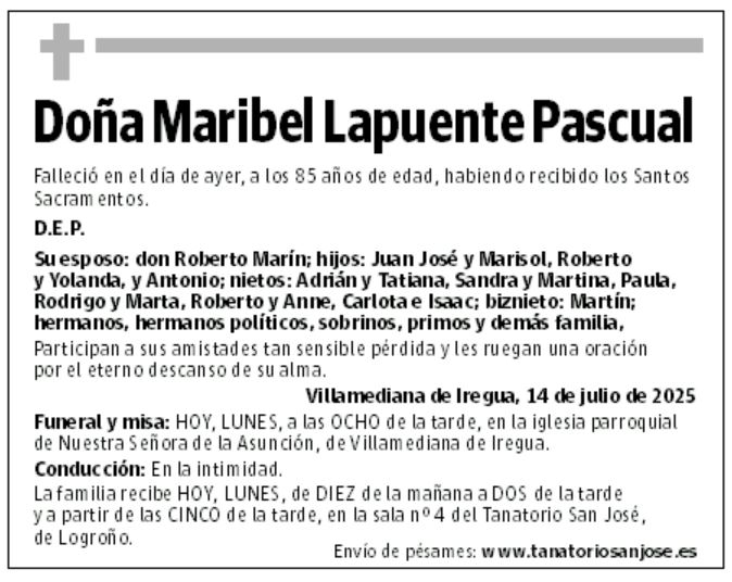 Doña Maribel Lapuente Pascual