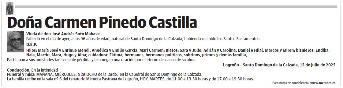 Doña Carmen Pinedo Castilla