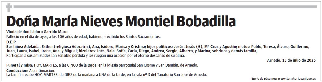 Doña María Nieves Montiel Bobadilla