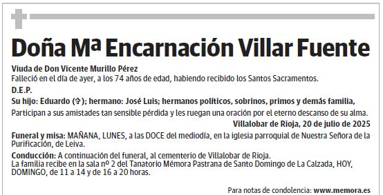 Doña Mª Encarnación Villar Fuente