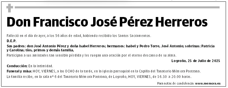 Don Francisco José Pérez Herreros