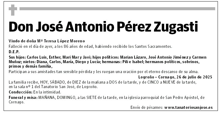 Don José Antonio Pérez Zugasti